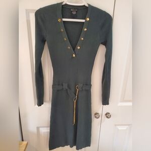 Moda international Victoria's secret Green sweater dress with chain belt